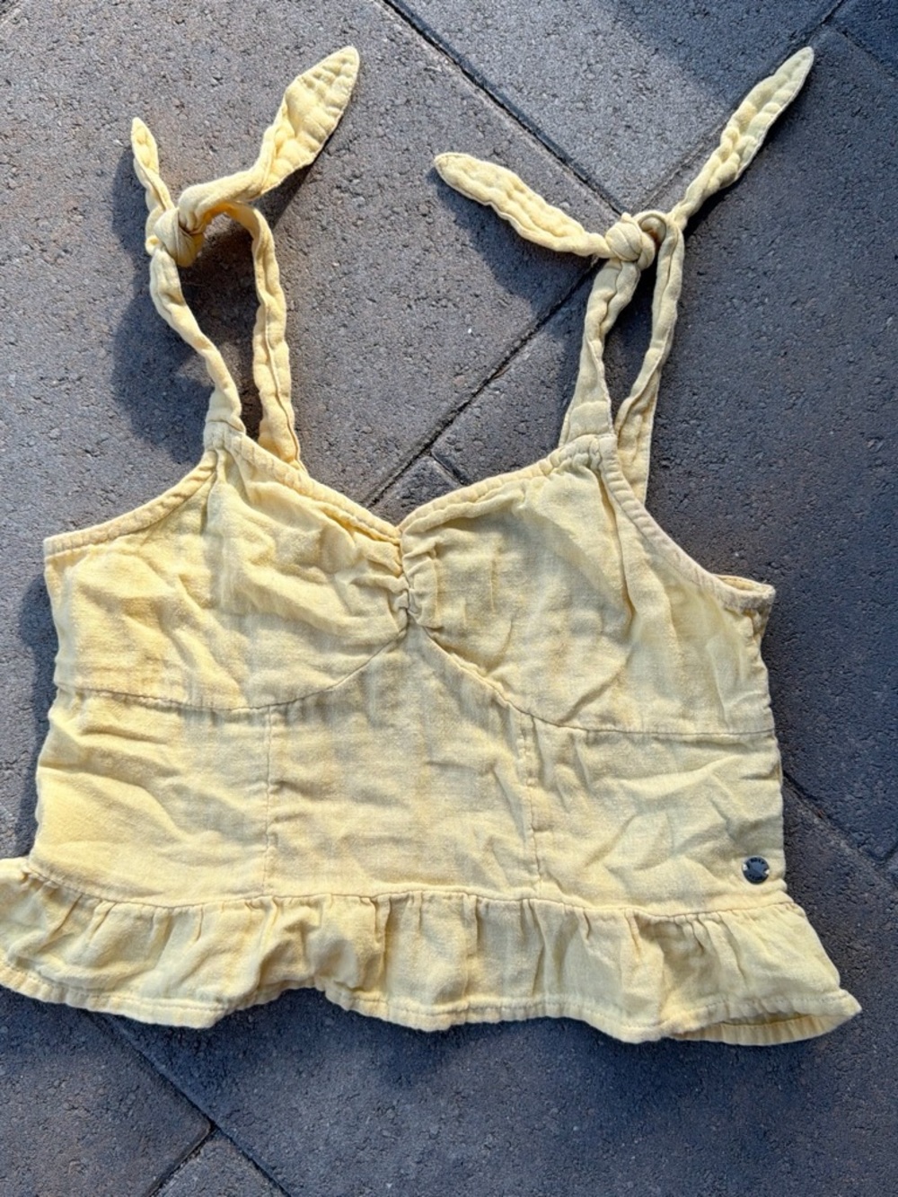 Roxy Ruffle Hem Tie-Shoulder Tank Top